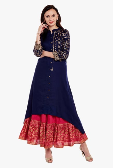 Varanga Blue Printed Kurta Varanga Blue Printed Kurta