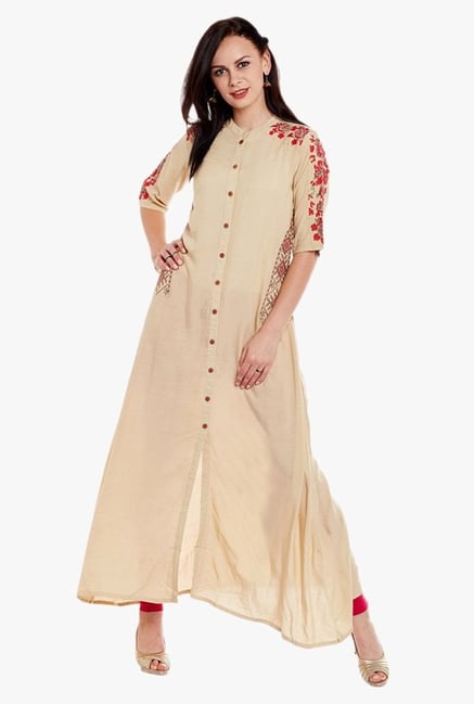 Varanga Beige Embroidered Kurta Varanga Beige Embroidered Kurta