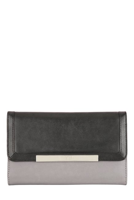 Lavie Cyfe Grey & Black Solid Tri-Fold Wallet Lavie Cyfe Grey & Black Solid Tri-Fold Wallet
