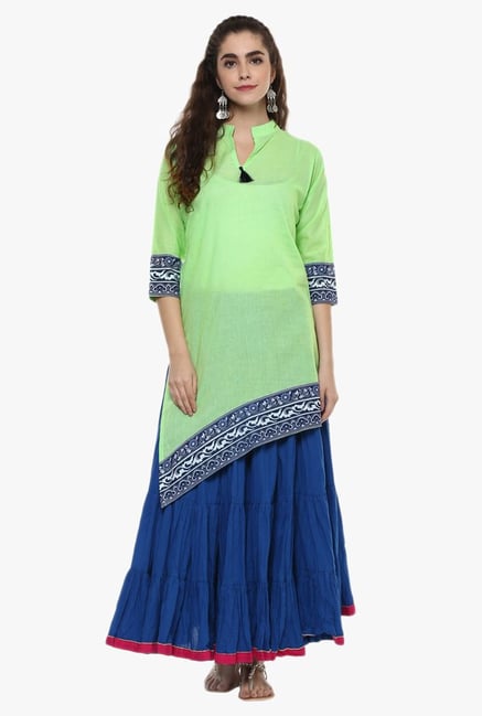 Ziyaa Green Printed Cotton Kurti Ziyaa Green Printed Cotton Kurti
