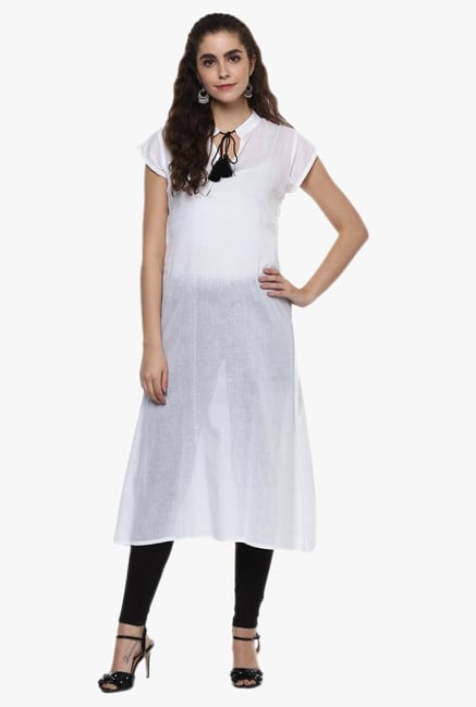 Ziyaa White Textured Cotton Kurta Ziyaa White Textured Cotton Kurta