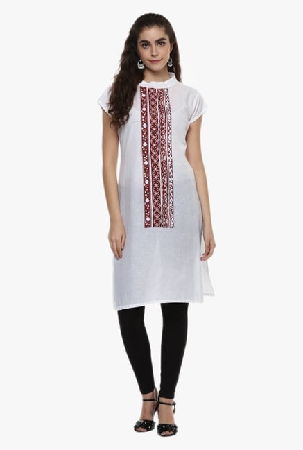 Ziyaa Off White Printed Cotton Kurti Ziyaa Off White Printed Cotton Kurti