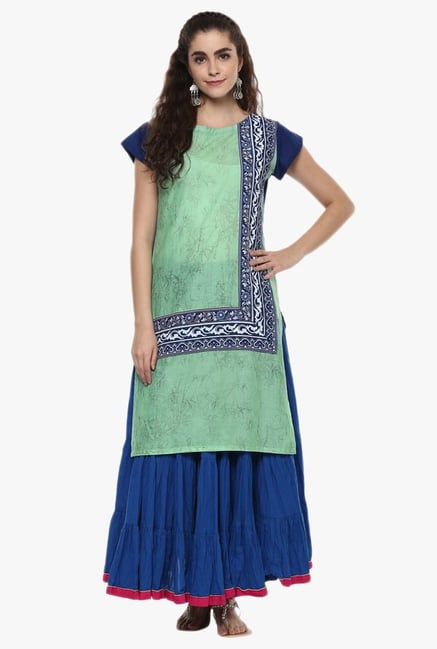 Ziyaa Green Printed Cotton Kurti Ziyaa Green Printed Cotton Kurti
