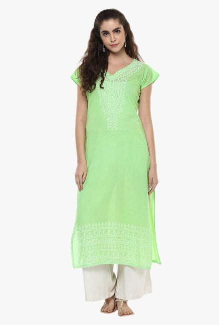 Ziyaa Green Printed Cotton Kurta Ziyaa Green Printed Cotton Kurta