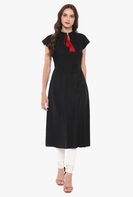 Ziyaa Black Regular Fit Cotton Kurta Ziyaa Black Regular Fit Cotton Kurta