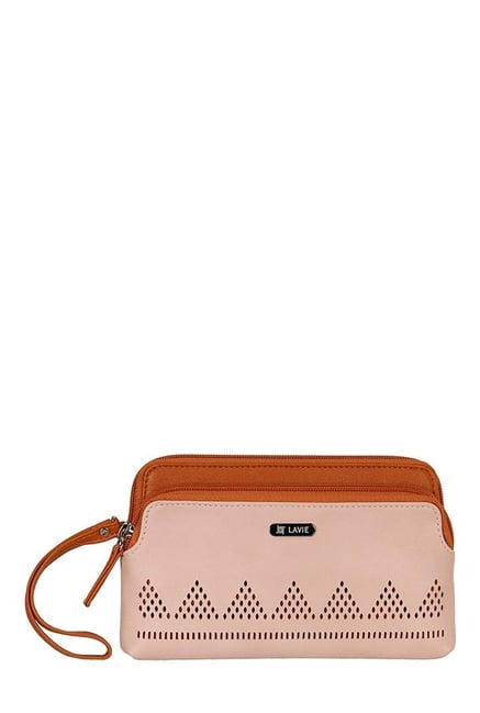 Lavie Solar Pink & Tan Cut Work Wristlet Lavie Solar Pink & Tan Cut Work Wristlet