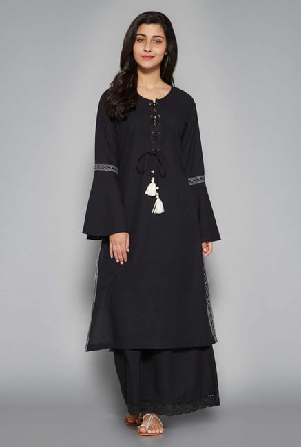 Utsa by Westside Black Ponchabell Kurta Utsa by Westside Black Ponchabell Kurta