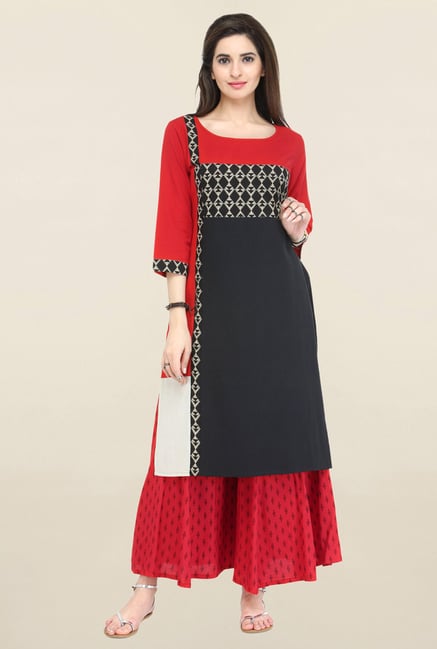Varanga Black Printed Flex Straight Kurta Varanga Black Printed Flex Straight Kurta