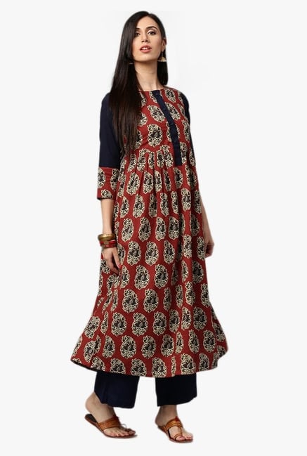 Jaipur Kurti Brown Paisley Print Kurta Jaipur Kurti Brown Paisley Print Kurta
