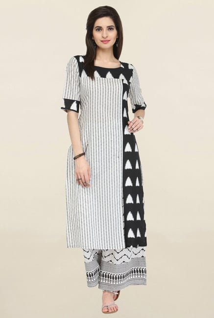 Varanga Off White Printed Cotton Straight Kurta Varanga Off White Printed Cotton Straight Kurta