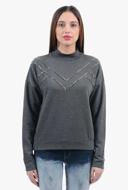 Vero Moda Grey Embellished Sweatshirt Vero Moda Grey Embellished Sweatshirt