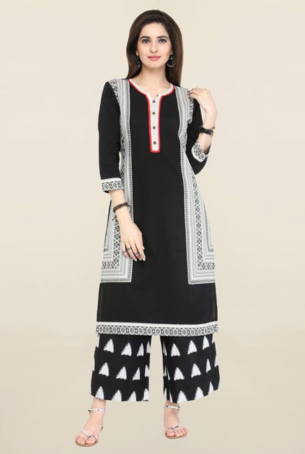 Varanga Black Printed Flex Straight Kurta Varanga Black Printed Flex Straight Kurta