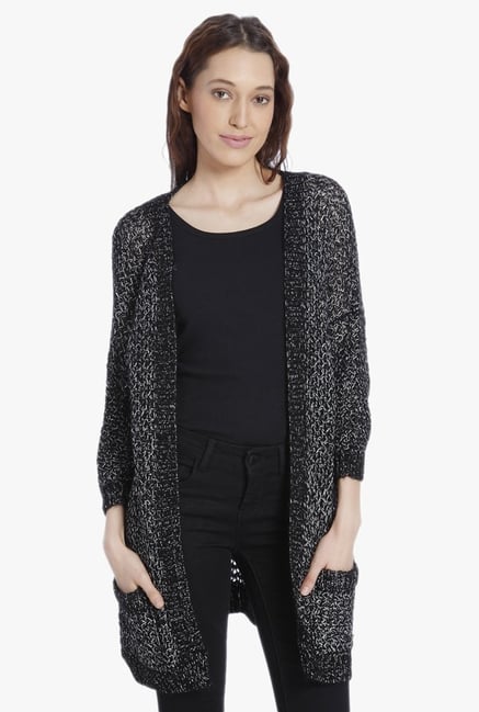 Vero Moda Black 3/4th Sleeves Cardigan Vero Moda Black 3/4th Sleeves Cardigan