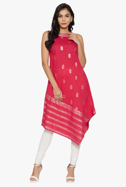 Globus Pink Printed Cotton Kurta Globus Pink Printed Cotton Kurta