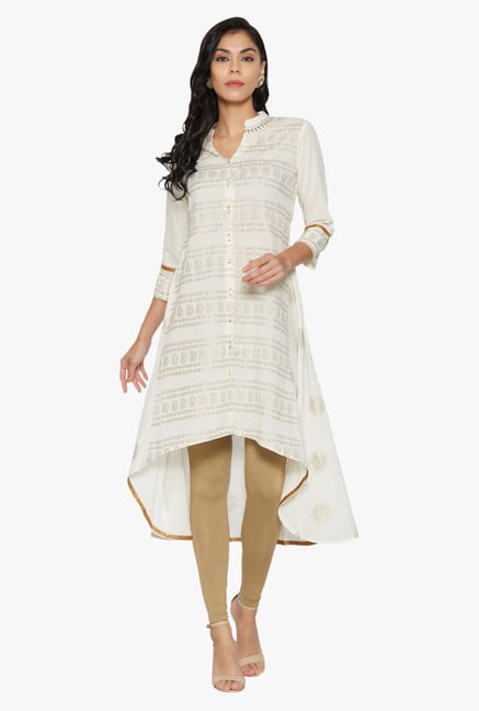 Globus Off White Printed Cotton Kurta Globus Off White Printed Cotton Kurta