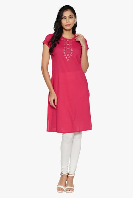 Globus Pink Printed Cotton Kurta Globus Pink Printed Cotton Kurta