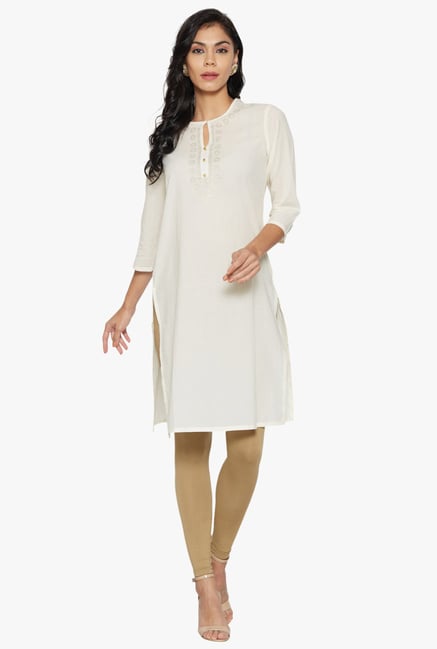 Globus Off White Printed Cotton Kurta Globus Off White Printed Cotton Kurta