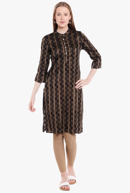 Globus Black Printed Cotton Kurta Globus Black Printed Cotton Kurta