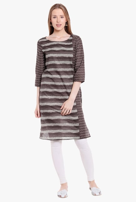 Globus Brown Printed Cotton Kurta Globus Brown Printed Cotton Kurta