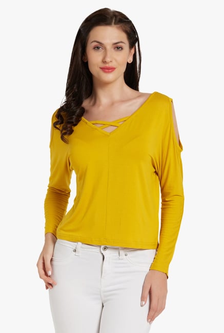 Globus Mustard V Neck Top Globus Mustard V Neck Top