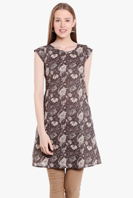 Globus Brown Printed Cotton Kurti Globus Brown Printed Cotton Kurti