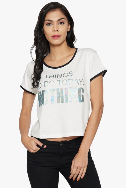 Globus White Printed T-Shirt Globus White Printed T-Shirt