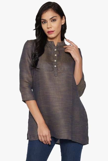 Globus Navy Printed Top Globus Navy Printed Top