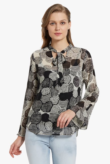 Globus Black Printed Top Globus Black Printed Top