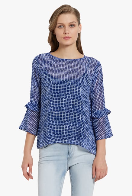 Globus Blue Checks Top Globus Blue Checks Top