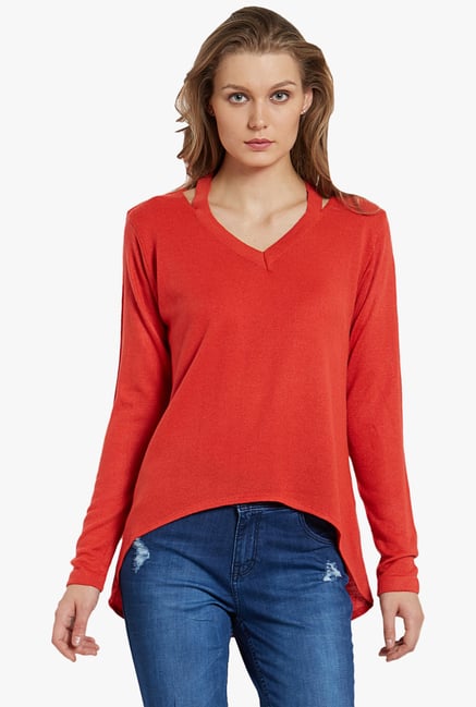 Globus Red V Neck Top Globus Red V Neck Top