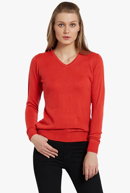 Globus Orange V Neck Pullover Globus Orange V Neck Pullover
