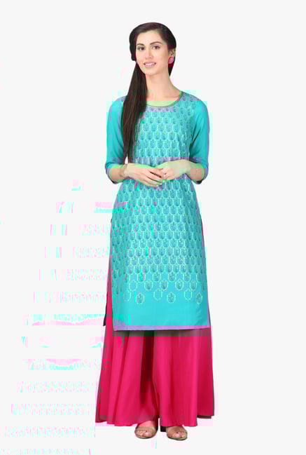 Aurelia Turquoise Printed Cotton Kurta Aurelia Turquoise Printed Cotton Kurta