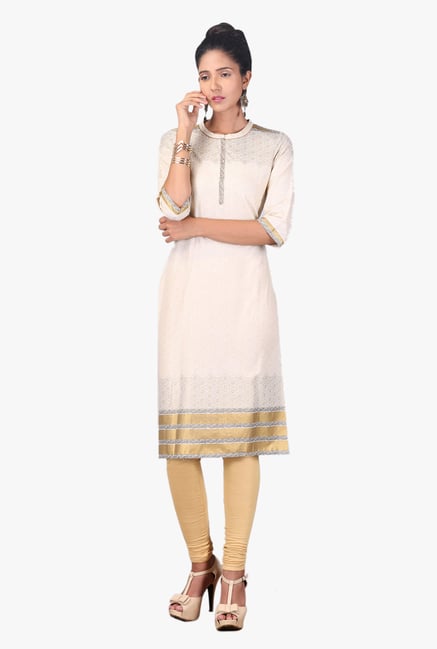 Aurelia Cream Printed Cotton Kurta Aurelia Cream Printed Cotton Kurta