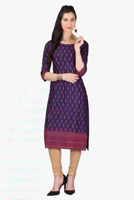 Aurelia Navy Printed Viscose Kurta Aurelia Navy Printed Viscose Kurta