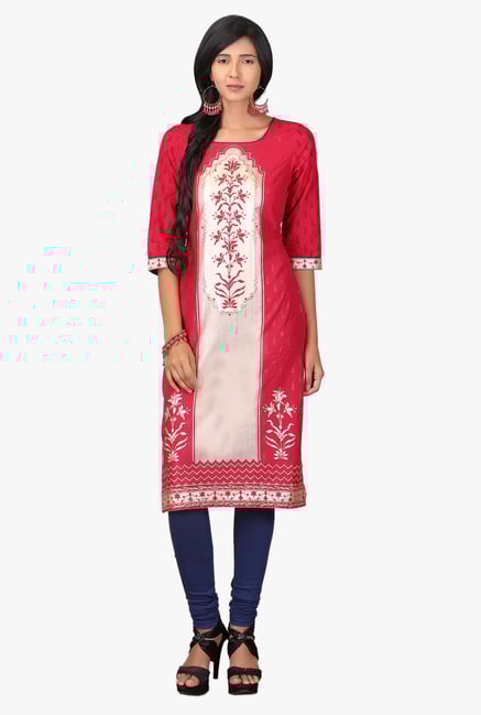 Aurelia Red Printed Cotton Kurta Aurelia Red Printed Cotton Kurta