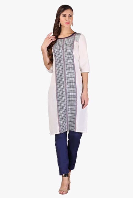 Aurelia White Embroidered Cotton Kurta Aurelia White Embroidered Cotton Kurta