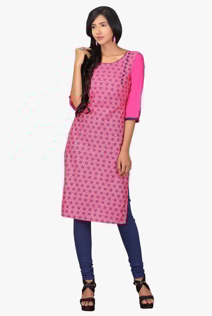 Aurelia Pink Printed Cotton Kurta Aurelia Pink Printed Cotton Kurta