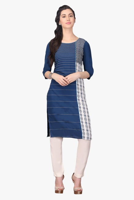 Aurelia Teal Embroidered Rayon Kurta Aurelia Teal Embroidered Rayon Kurta