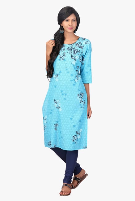Aurelia Light Blue Printed Cotton Kurta Aurelia Light Blue Printed Cotton Kurta