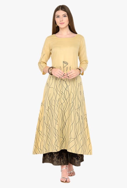 Varanga Beige Printed Kurta Varanga Beige Printed Kurta