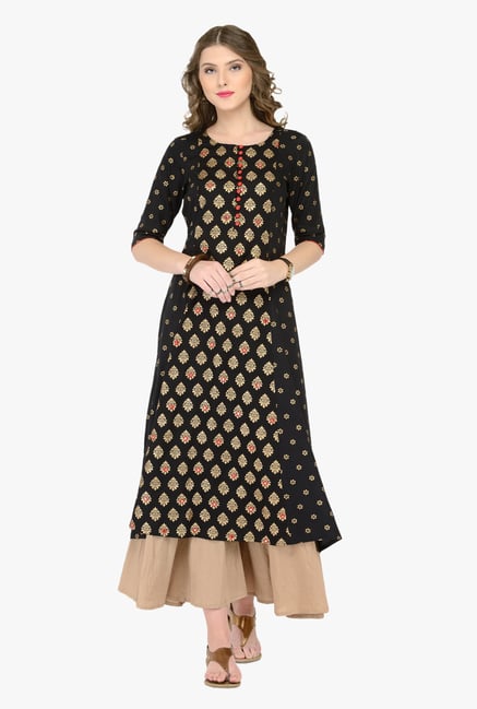 Varanga Black Printed Kurta Varanga Black Printed Kurta