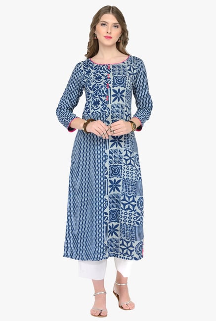 Varanga Blue Printed Kurta Varanga Blue Printed Kurta
