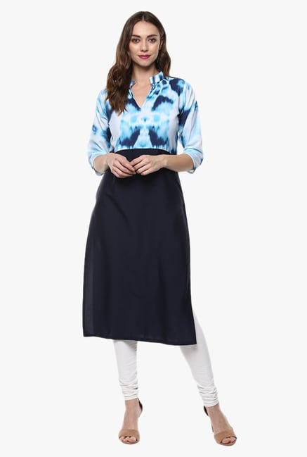 Ziyaa Blue Printed Crepe Kurta Ziyaa Blue Printed Crepe Kurta