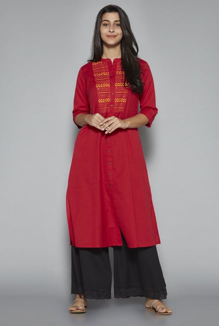 Utsa by Westside Red Pure Cotton Kurta Utsa by Westside Red Pure Cotton Kurta