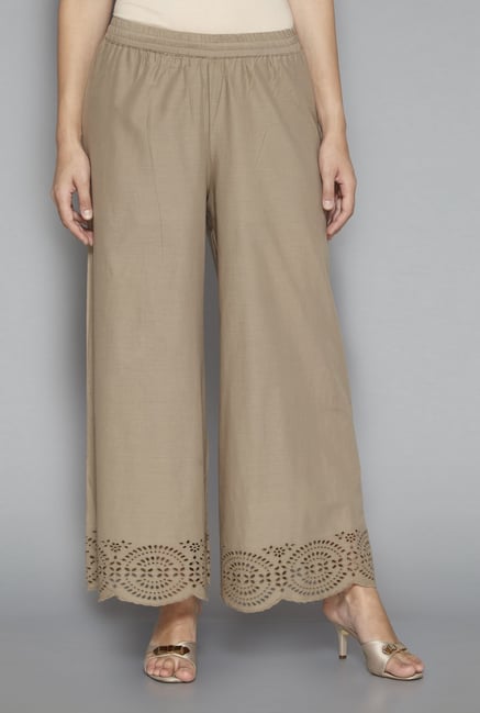 Zuba by Westside Grey Pure Cotton Palazzos Zuba by Westside Grey Pure Cotton Palazzos