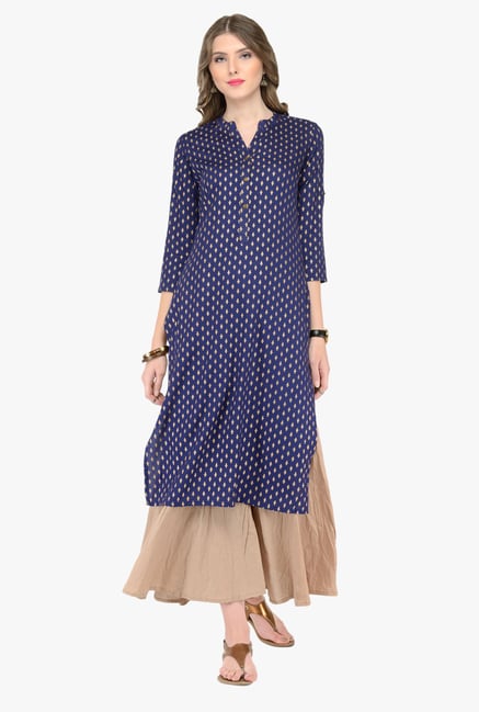 Varanga Navy Printed Kurta Varanga Navy Printed Kurta