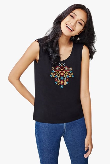 Global Desi Black Embroidered Top Global Desi Black Embroidered Top