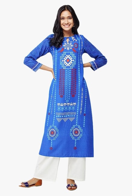 Global Desi Blue Printed Kurta Global Desi Blue Printed Kurta