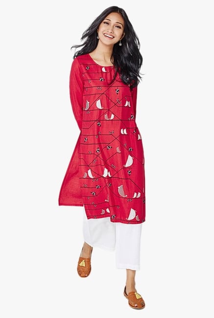 Global Desi Red Printed Kurta Global Desi Red Printed Kurta