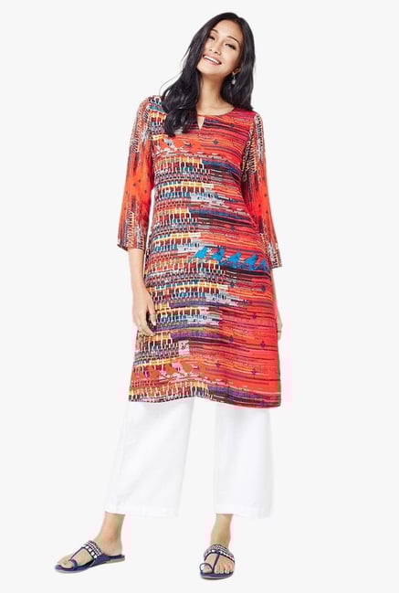 Global Desi Red Printed Kurta Global Desi Red Printed Kurta